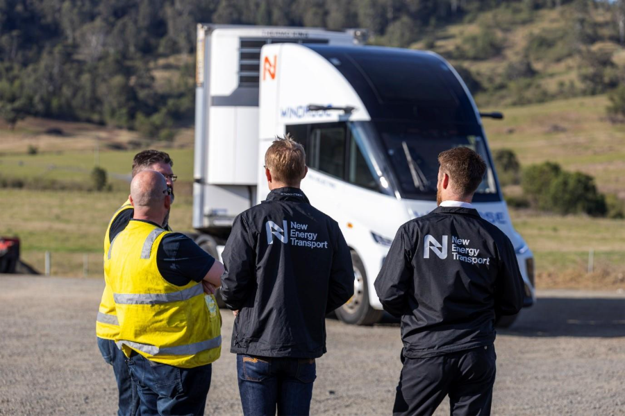 Fredrik Pehrsson and Daniel Bleakley with Windrose truck at Multiquip